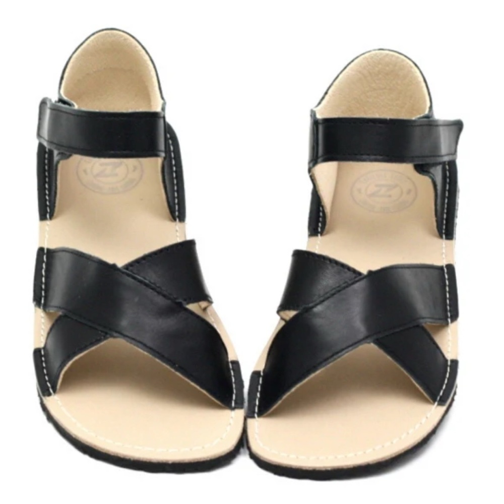 Zeazoo Symphony Black Leather Barefoot Sandals